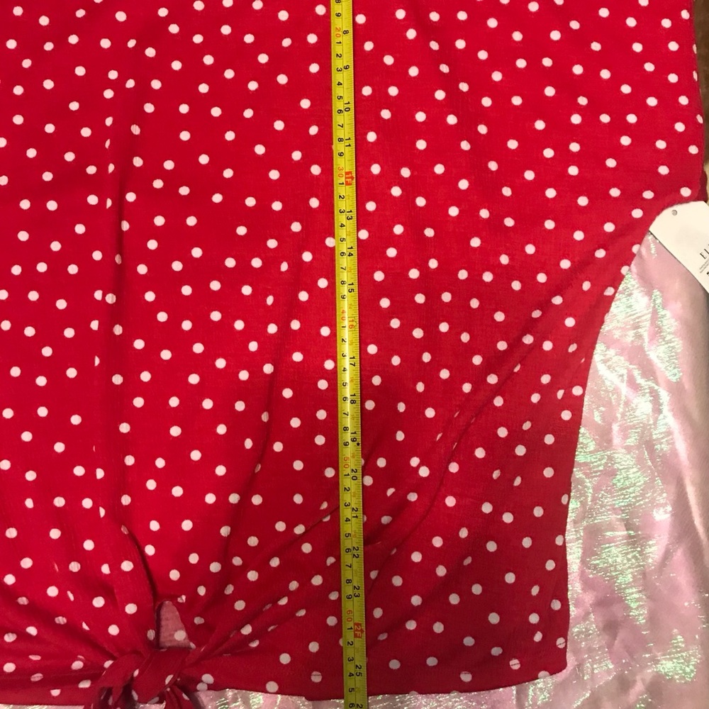 Red Polka Dot Tied Blouse - Picture 5 of 5